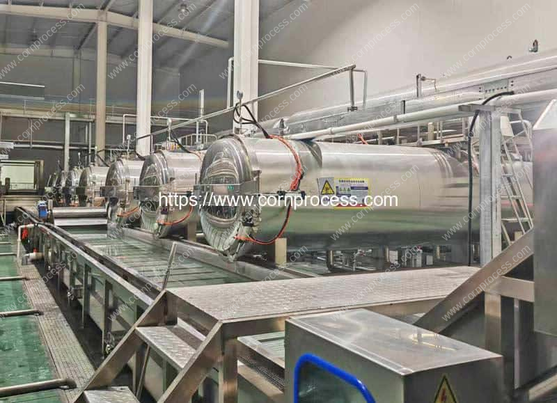 Full-Automatic-Vacuum-Packed-Sweet-Corn-Sterilizer-Retort-with-Auto-Corn-Retort-Feeding-and-Discharging-Function