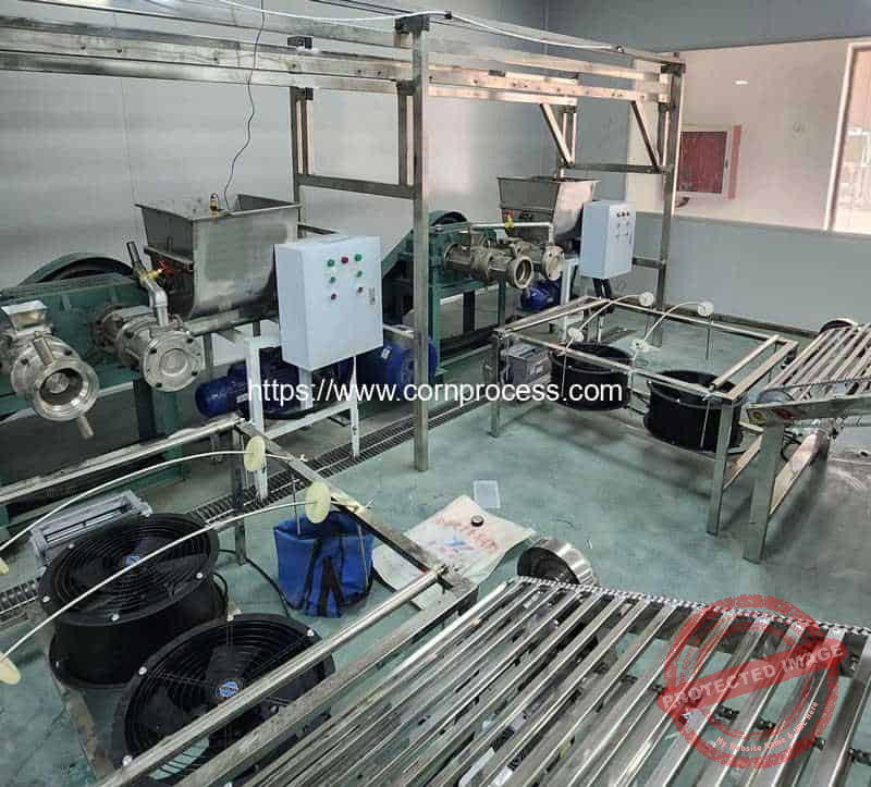Full-Automatic-Corn-Pasta-Noodle-Extruding-Cooling-Production-Line