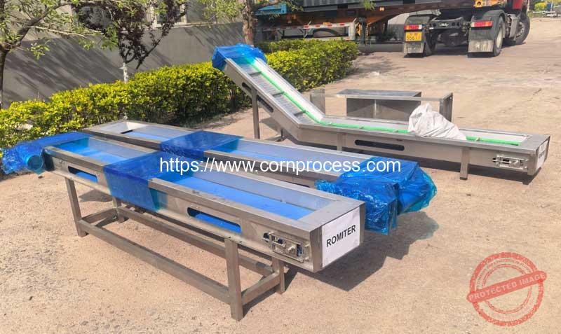 Fresh-Sweet-Corn-Top-and-Tail-Cutting-Machine-Conveyor-for-Slovenia-Customer